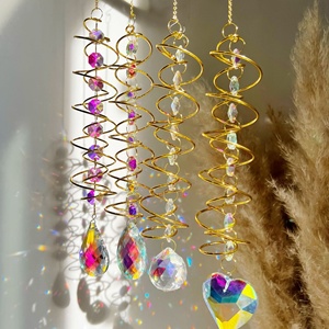 Esfera de Cristal 3D con Luz, Campana de <span class=keywords><strong>Viento</strong></span> en Espiral, Estabilizador, Gota de Agua, Atrapasol Arcoíris, Adornos Colgantes de Cristal para Jardín - Product Image 4