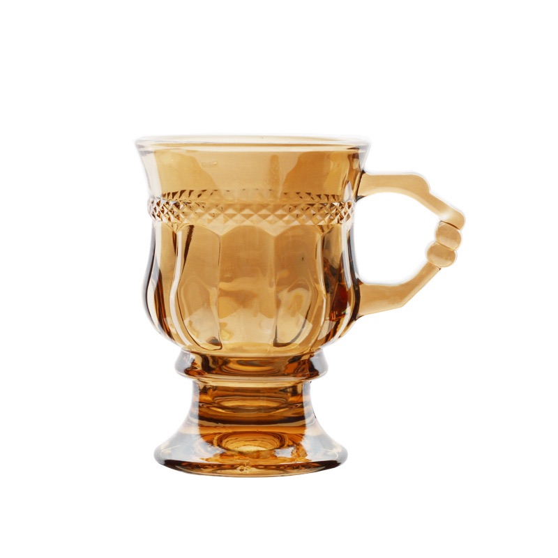 Water tea  household amber glass cup with handle wine cup ice cream glass cup