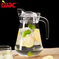 Glass Pitcher, 60oz CLear Glass Pitcher with Bamboo Lid and Spout, 1.8L  Glass Water Pitcher, Iced Tea Pitcher for Fridge, Pitchers Beverage Pitchers,  Juice Lemonade Carafe 