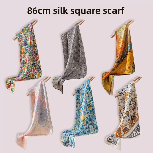 Eco-friendly Spring Printed Vintage Mulberry Custom Silk Square Style Scarf for Women