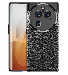 Coque arrière en cuir à motif de litchi ultra mince de luxe coque de téléphone d'origine antichoc pour <span class=keywords><strong>OPPO</strong></span> <span class=keywords><strong>FIND</strong></span> X6 Pro - Product Image 1