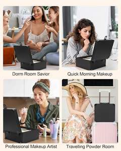 Trousse <span class=keywords><strong>de</strong></span> Maquillage en Aluminium Pliable avec 2 Plateaux, Miroir, Verrouillable, Étanche, Antichoc, Grande Capacité, Portable - Product Image 4