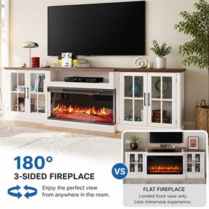Mueble de TV Blanco SENYU, Moderno y Lujoso, con Chimenea Eléctrica LED, Mueble para Sala de Estar con Control Remoto, Decoración - Product Image 4