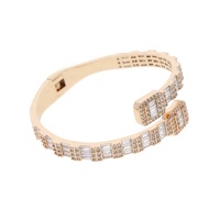 Nouveau Bracelet Hip Hop Carré Ouvert Incrusté de Zircon Cuivre Unisexe Style Punk Chaîne Électronique Or Argent Guangzhou B362