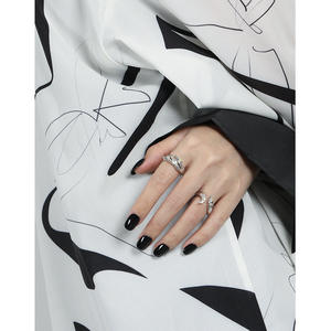 Poufsouffle <span class=keywords><strong>blaireau</strong></span> Zircon bijoux Texture texturée bague ouverte bague en argent Sterling femme personnalisée - Product Image 5