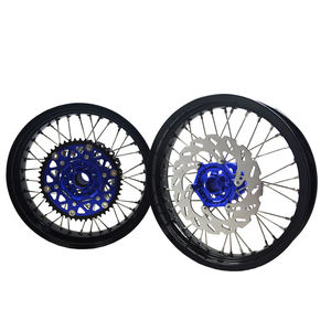 Juego de Ruedas <span class=keywords><strong>Supermotard</strong></span> de Alta Calidad de 17 Pulgadas para YZ125 YZ250, Llanta Negra con Buje Azul - Product Image 3
