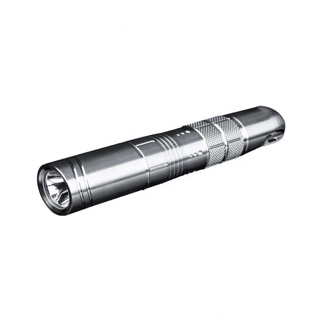 Milicamp Rechargeable Mini Silver Titanium Flashlight 5W Waterproof for Outdoor Camping & Hiking