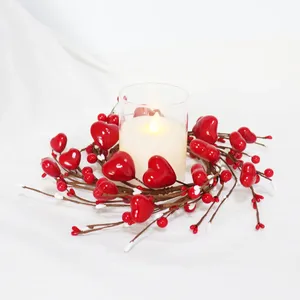 Nuevo Anillo <span class=keywords><strong>de</strong></span> Corazones Rojos para el Día <span class=keywords><strong>de</strong></span> San Valentín y el Día <span class=keywords><strong>de</strong></span> la Madre, Candelabro, Decoración <span class=keywords><strong>de</strong></span> Mesa, Guirnalda Decorativa para Puerta o Pared - Product Image 2