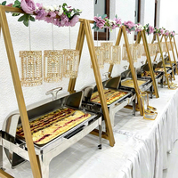 Plats de service de luxe en acier inoxydable doré de 9 L pour buffet de mariage, chauffe-plats pour la restauration