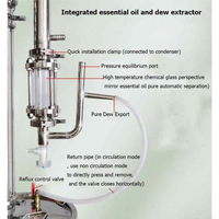 Extracteur d'huiles essentielles électrique automatique en acier inoxydable et verre borosilicate de haute qualité, machine de distillation à la vapeur 15/25/33/50/70/98L
