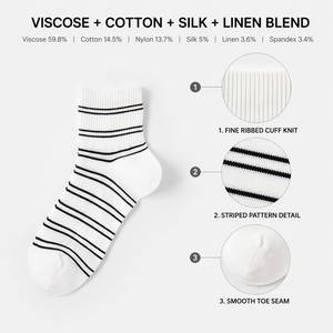 Chaussettes pour femmes <span class=keywords><strong>en</strong></span> soie et chanvre personnalisées OEM avec visage souriant noir et blanc - Product Image 6