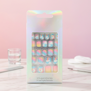 Uñas Postizas Acrílicas Cortas Reutilizables con Diseño de Unicornio Hechas a Mano, Puntas Largas Cuadradas con Patrón 800307811718 PDVT0149 - Product Image 2