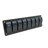 12V/24V 8 Gang interrupteur à bascule panneau étanche marche-arrêt interrupteurs à bascule avec lumière LED bleue pour RV Marine bateau voiture véhicules