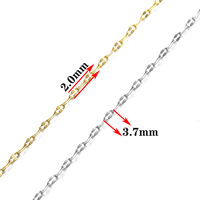 Tahan air baja tahan karat berlapis emas 0.4mm kawat 3.7*2.0mm rantai bibir kerajinan memangkas rantai tautan untuk DIY pembuatan gelang kalung