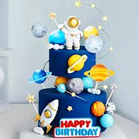 24 décorations de gâteau astronaute pour enfants, thème planètes et fusées spatiales, colorées, Joyeux Anniversaire