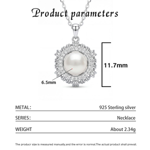 Collier en argent S925 avec perle de coquillage, pendentif en forme de goutte d'eau pavé de CZ, bijou élégant, cadeau pour femme - Product Image 6