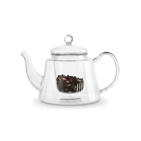 Théière moderne tout en verre 600 ml, écologique, qualité alimentaire, pour hôtels et B&B, OEM, en borosilicate, résistante à la chaleur et au froid, avec infuseur
