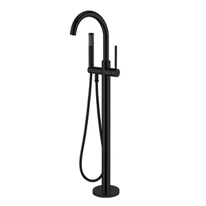 Black Stainless Steel Floor Mounted Bathtub Standing Filler Mixer Tap Shower Freestanding Bathtub Faucet