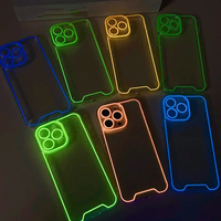 Coque transparente pour téléphone portable lumineuse, avec lumière nocturne, pour iPhone 16 15 13 12 14 11 Pro Max Plus, en silicone transparent et lumineux