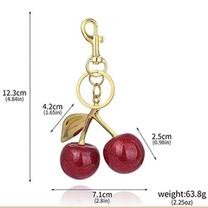 Mặt dây chuyền quả anh đào, móc khóa quả anh đào, phụ kiện nhựa, nhựa resin lấp lánh dành cho túi xách và ví Coach, màu đỏ - Product Image 5