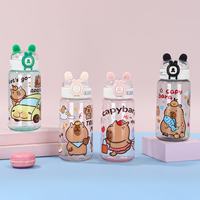 Botella de Agua Personalizada Kecolove de 450 ml, Libre de BPA, Linda, Deportiva, Ecológica, Infantil, con Diseño de Capibara y Asa, para la Escuela