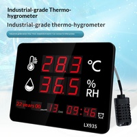 LX935 Digital Temperature Humidity Meter Industrial Workshop-Grade Large-Screen Instrument Time Display Audio-Visual Alarm