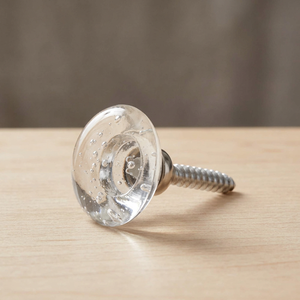 Poignée de porte ronde en verre transparent écologique moderne avec bouton à visser, quincaillerie pour meubles - Product Image 3