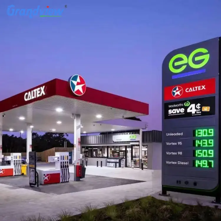 Özel benzin istasyonu ve tasarım istasyonu aksesuarları pilon işareti çerçeve tasarım benzin istasyonu gölgelik satılık