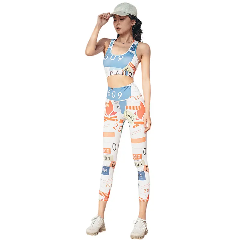 Ln845 Logo personnalisé 2 pièces fermeture éclair soutien-gorge et leggings de sport ensembles femmes vêtements de sport vêtements de yoga fitness