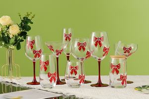 Collection de Verres à Boire Élégants et Transparents, Motif Nœud Rouge Vibrant, Multi-pièces, Idéale pour Bar à Domicile, Fêtes et Dîners Festifs – Grande Vente ! - Product Image 5