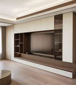 <span class=keywords><strong>Mobile</strong></span> TV <span class=keywords><strong>Moderno</strong></span> in Legno con Design a Pannelli, Altezza Regolabile, Adatto <span class=keywords><strong>per</strong></span> TV da 65+ Pollici, <span class=keywords><strong>per</strong></span> <span class=keywords><strong>Soggiorno</strong></span>, Camera da Letto, Ufficio - Product Image 2