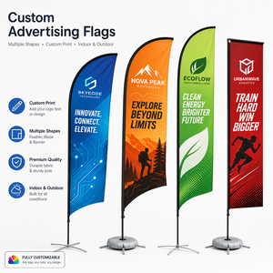 Drapeau publicitaire personnalisé en gros avec logo, drapeau plume d'extérieur, support de bannière, panneau publicitaire pour événements, cadeau promotionnel - Product Image 1