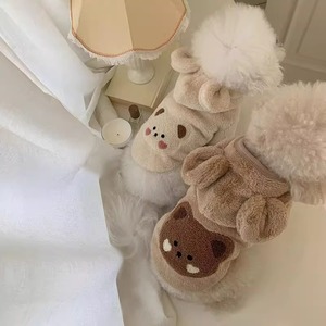 Cute Animal Hooded Fleece <b>Sweater</b> For Cats And <b>Dogs</b> Winter Autumn Warm Pet Clothes Dark Brown White - Product Image 2