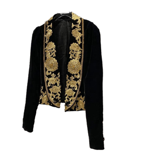 Chaqueta Blazer de Traje para Mujer, de Moda Invernal, Lisa, Teñida, Transpirable, Ecológica, Rellena de Poliéster y Terciopelo - Product Image 1