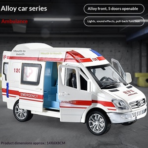Modèle de simulation de voiture jouet en métal à l'échelle 1:32, cinq portes, en alliage, avec lumières et musique : ambulance, voiture de police, camion de pompiers, camion de livraison - Product Image 4