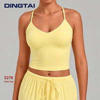 Débardeur d'entraînement Dingtai Sweetheart à col en V et dos nageur pour femme, double couche non rembourrée, effet seconde peau, pour yoga et course à pied