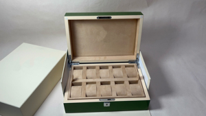 Luxury Green Wooden Rectangle <b>Watch</b> Storage Box 10 Slots Double-Layer Water Resistant Dustproof Protective Integrated Display - Product Image 6