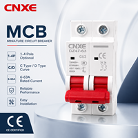 Disjoncteur miniature CNXE DZ47-2P C63, capacité de coupure 6kA, 240V 50/60Hz, protection contre les surcharges et les courts-circuits sur rail DIN BCD