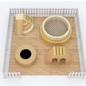 Aire de jeux intérieure moderne à usage commercial, centre de jeux souples avec tunnel, toboggan, structure d'escalade, tubes galvanisés, structure en bois, capacité 100-500 kg - Product Image 1