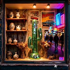 Boule disco en cactus artisanale écologique, sphère réfléchissante miroir, décoration d'intérieur, art, directement de l'usine - Product Image 2