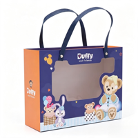 Boîte cadeau transparente à fenêtre avec poignée en tissu pour enfants, idéale pour les fêtes d'anniversaire, les baby showers, les bonbons, les biscuits, les faveurs de fête, emballage en papier personnalisé