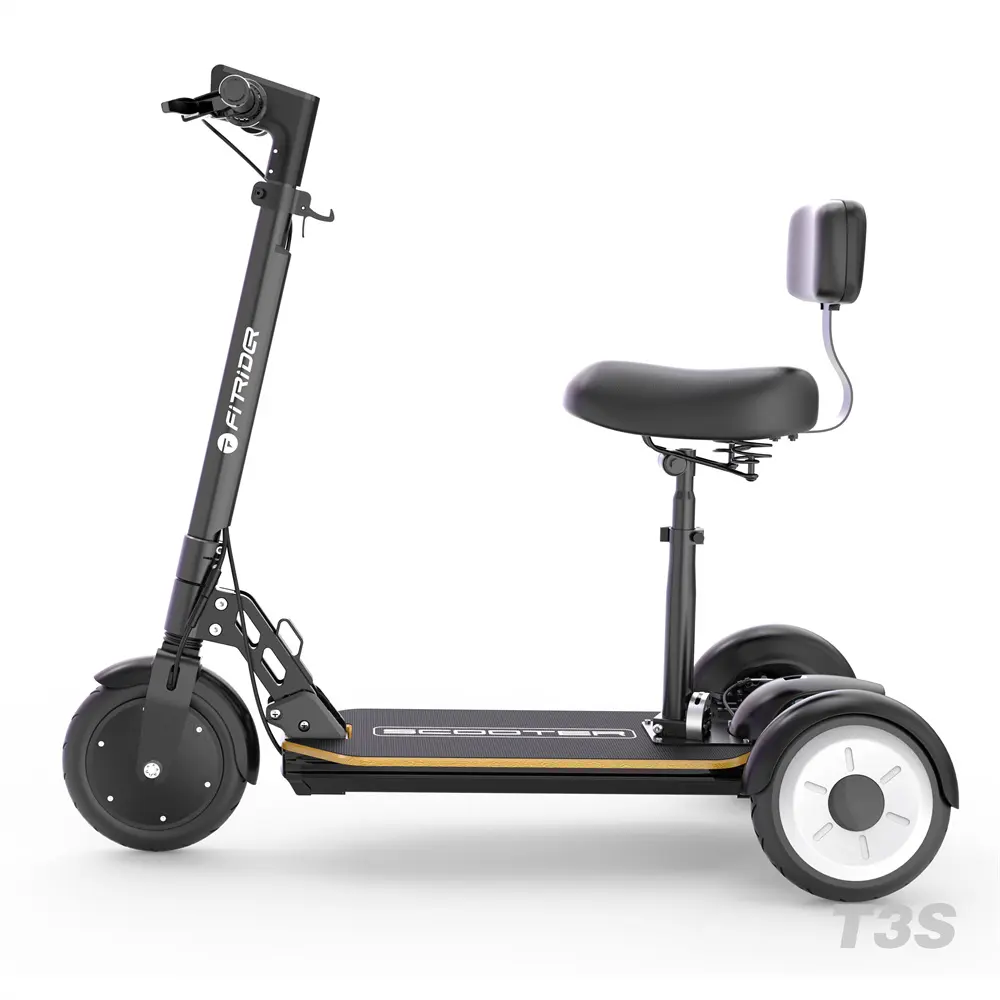 Trottinette électrique pliable à trois roues avec siège, 36V, 10,4ah, 350W, moteur Max, puissance de la batterie, temps de charge, Double frein