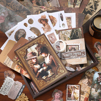 Simno Vintage 140 articles, kit de collage pour journaux vintage et objets éphémères, carnet A6 quadrillé, autocollants Washi, ruban adhésif, ensemble de loisirs créatifs DIY