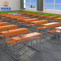 Ensemble de mobilier de classe Jiansheng, pupitre scolaire double en bois avec banc pour l'école