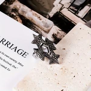 Star <b>Ring</b> Men's Multi Star Overlapping <b>Titanium</b> Steel Index Finger Rock <b>Ring</b> SA953 - Product Image 2