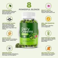 Usine Super Greens Gummies Daily Green Superfoods Supplément Épinards Racine de Betterave Céleri Thé Vert-Pas pour les Femmes Enceintes