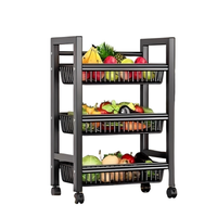 Chariot de rangement multifonctionnel moderne en métal à 3 niveaux pour légumes, étagère de cuisine sur pied