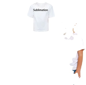 Blanks Boys T Shirt 100% <b>Polyester</b> Cotton Feel Plain White Kids Sublimation <b>Tshirt</b> Printing Custom Logo - Product Image 1
