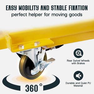 Carrello elevatore idraulico da 50 "tavolo a doppia forbice con 4 ruote antisdrucciolevoli con capacità di 330lbs piattaforma per la movimentazione dei materiali - Product Image 2