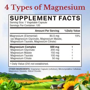 Suplemento de Magnesio Complejo Personalizado para Dormir y Apoyar la Salud del Corazón, 120 Cápsulas Veganas de Magnesio de Alta Absorción - Product Image 3